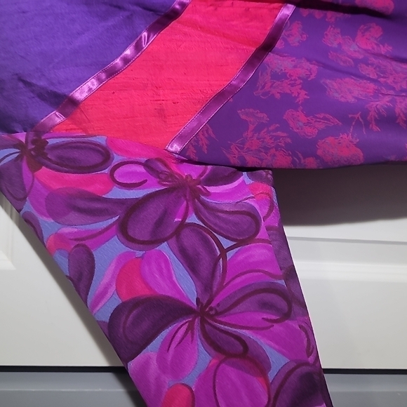 Maggie Shepherd Vintage 80's Patchwork Purple Asymmetrical Tunic Blouse - Picture 2 of 11